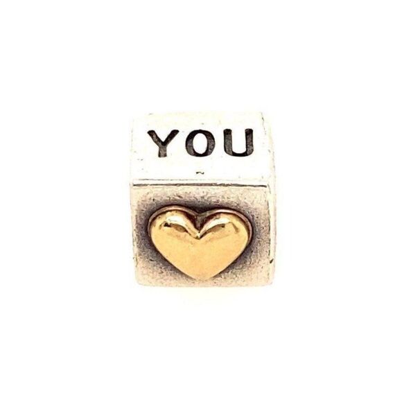 Pandora Two-Tone I Love U Charm - Picture 1 of 3